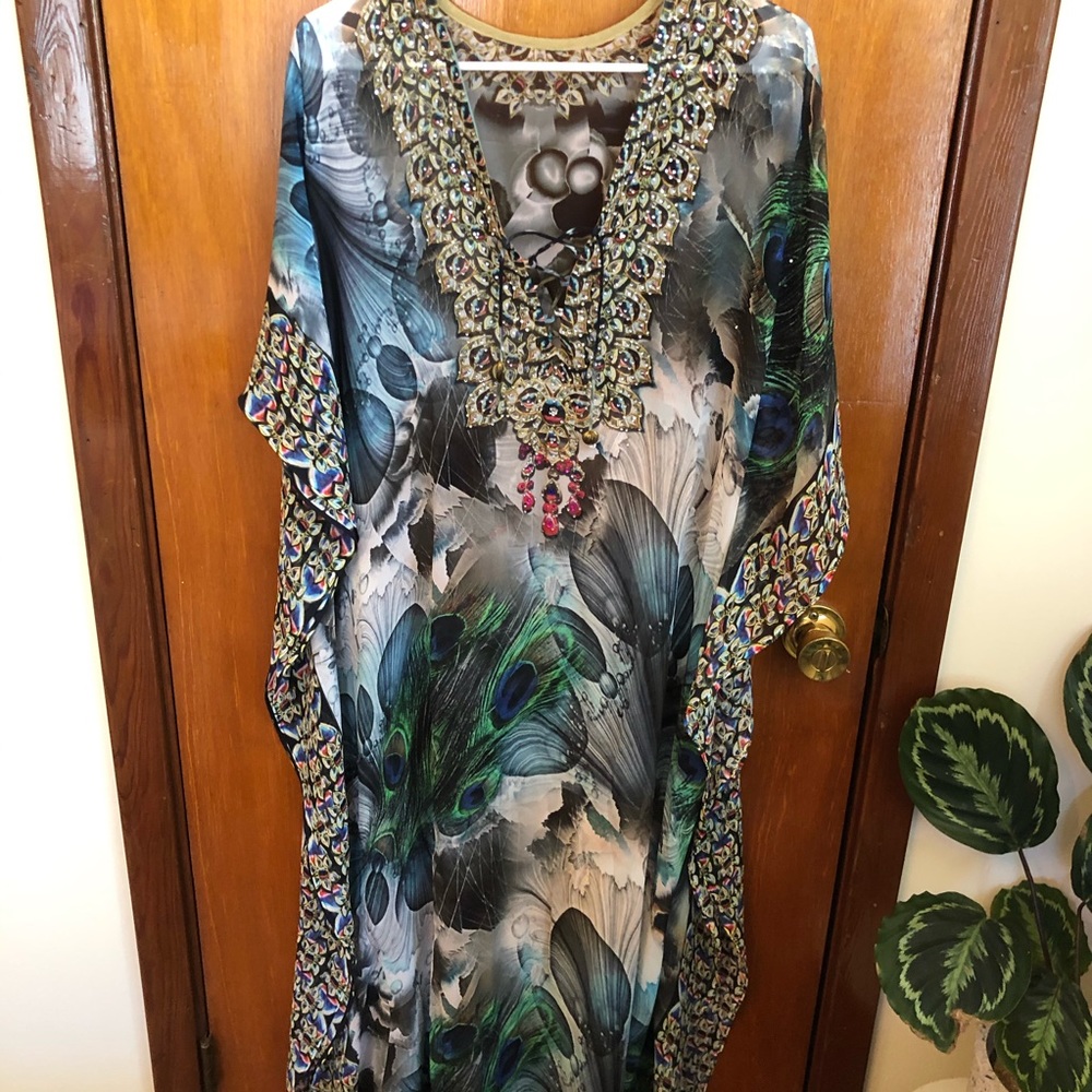 Beautiful colorful semi sheer caftan one size